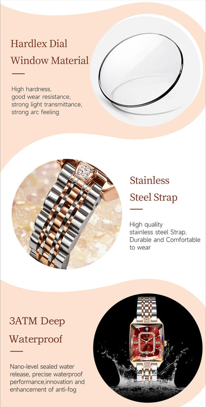 POEDAGAR Minimalist Luxury Women'S Watch - Elegant Stainless Steel Quartz Movement, 30m Waterproof, Date Display, Rectangular Dial for Daily Use & Gift Giving, Casual Chic Style, Quartz Watch, Sophisticated Timepiece