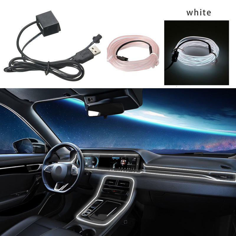 196.85inch Car Environment El Wire LED USB Flexible Neon Interior Lights Set RGB Lighting for Vehicle Decorative Accessories