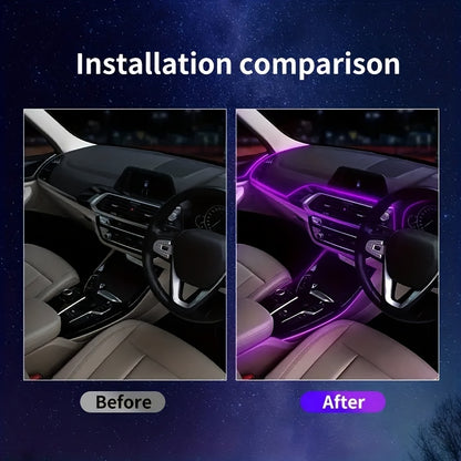 196.85inch Car Environment El Wire LED USB Flexible Neon Interior Lights Set RGB Lighting for Vehicle Decorative Accessories