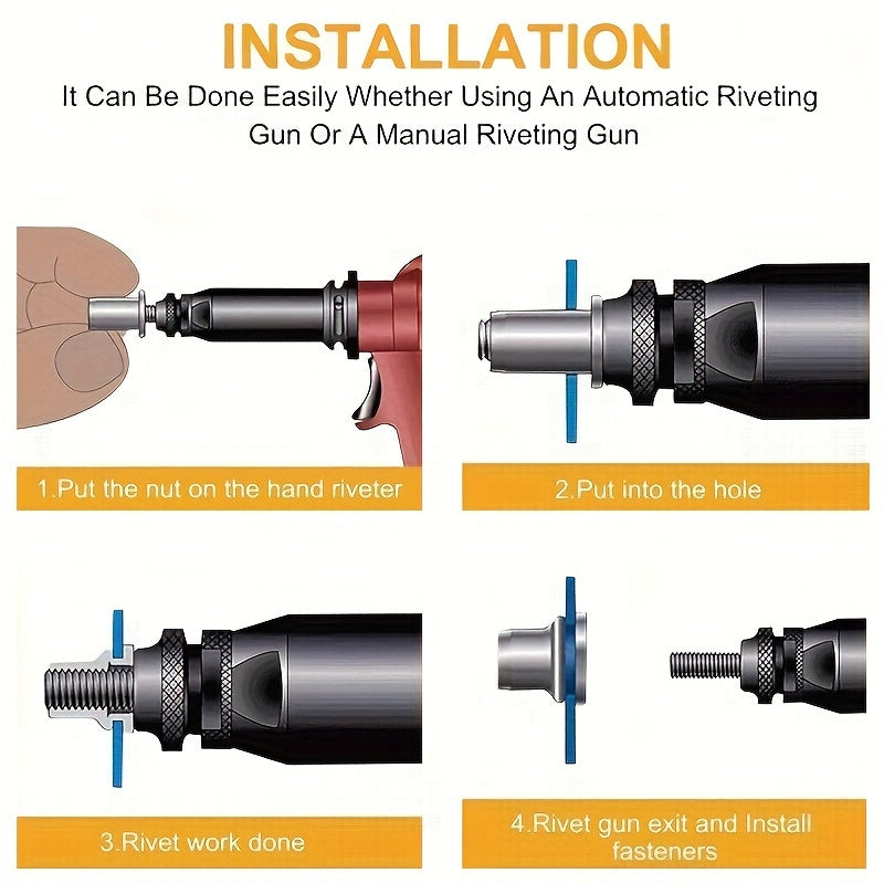 160pcs Rivet Nuts Kit M3/4/5/6/8/10- Durable Knurled Body, High-Strength Aluminum Flat Head, Embedded Rivet Nut, Threaded Insert Nut - Perfect For Automobile Restoration, Furniture Assembly, And Home Decoration