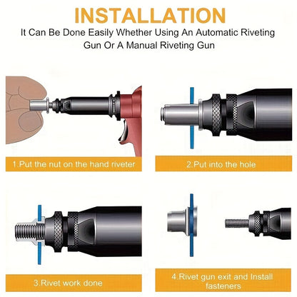 160pcs Rivet Nuts Kit M3/4/5/6/8/10- Durable Knurled Body, High-Strength Aluminum Flat Head, Embedded Rivet Nut, Threaded Insert Nut - Perfect For Automobile Restoration, Furniture Assembly, And Home Decoration