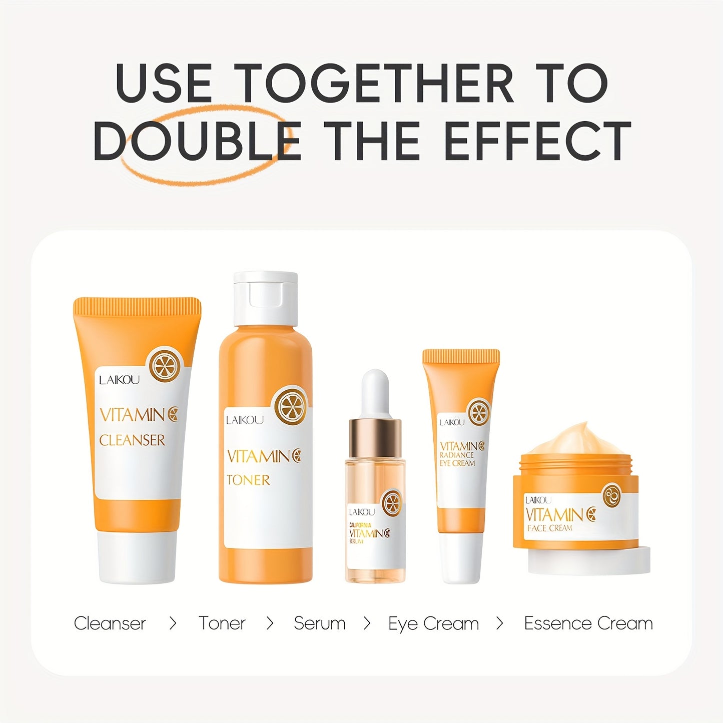 Vitamin C Skincare Set, 5 In 1 Skincare Gift Set With Cleanser, Toner, Face Serum, Face Cream And Eye Cream, Skin Care Products For Teen Girls, Long-Lasting Moisturizing Skincare Gift Set Birthday Mother'S Day Gifts For Women
