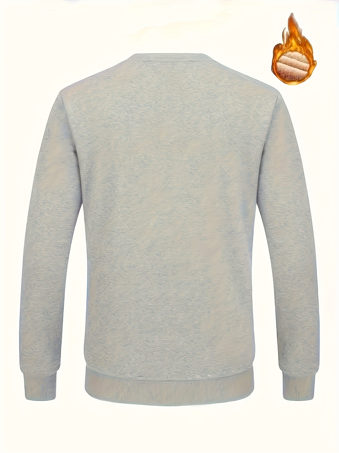 Men's Thermal Insulated Sweatshirt - Heavyweight Layering Base Layer for Winter, Indoor/Outdoor Cold Weather Clothing - Machine Washable Round Neck Pullover, Winter Sweaters, Indoor Warmth, Simple Design, Comfortable Fit, Pul