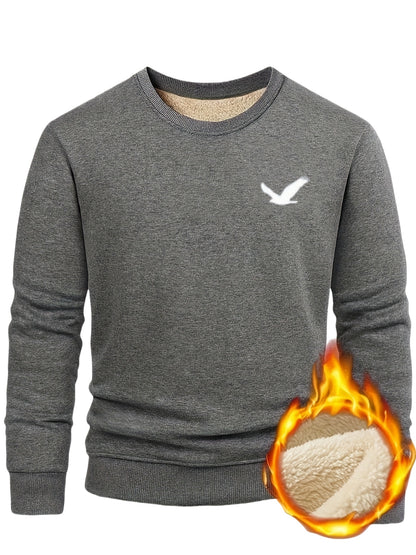 Men's Thermal Insulated Sweatshirt - Heavyweight Layering Base Layer for Winter, Indoor/Outdoor Cold Weather Clothing - Machine Washable Round Neck Pullover, Winter Sweaters, Indoor Warmth, Simple Design, Comfortable Fit, Pul