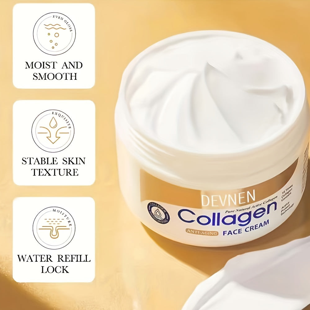 SADOER Collagen Face Cream 100g - Hydrating & Firming, Alcohol-Free with Glycerin & Hyaluronic Acid for All Skin Types