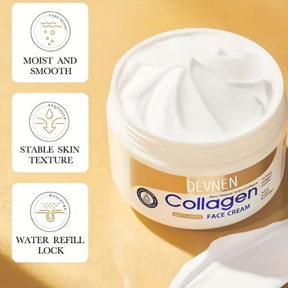 SADOER Collagen Face Cream 100g - Hydrating & Firming, Alcohol-Free with Glycerin & Hyaluronic Acid for All Skin Types
