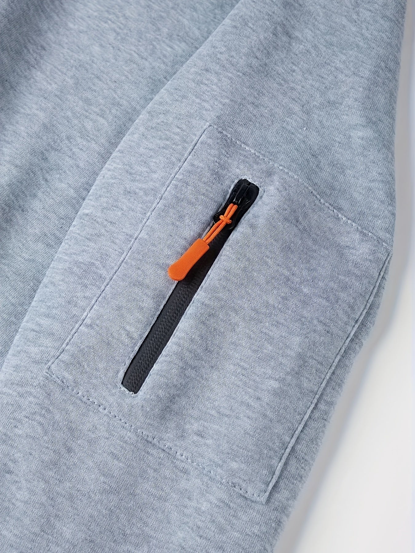 Men's Sporty Zip-Up Hoodie Jacket - Vibrant Orange with Black Zipper Accents, Polyester-Lined Comfort, Machine Washable Regular Fit for Autumn Winter Casual Outdoor Wear, Autumn Apparel