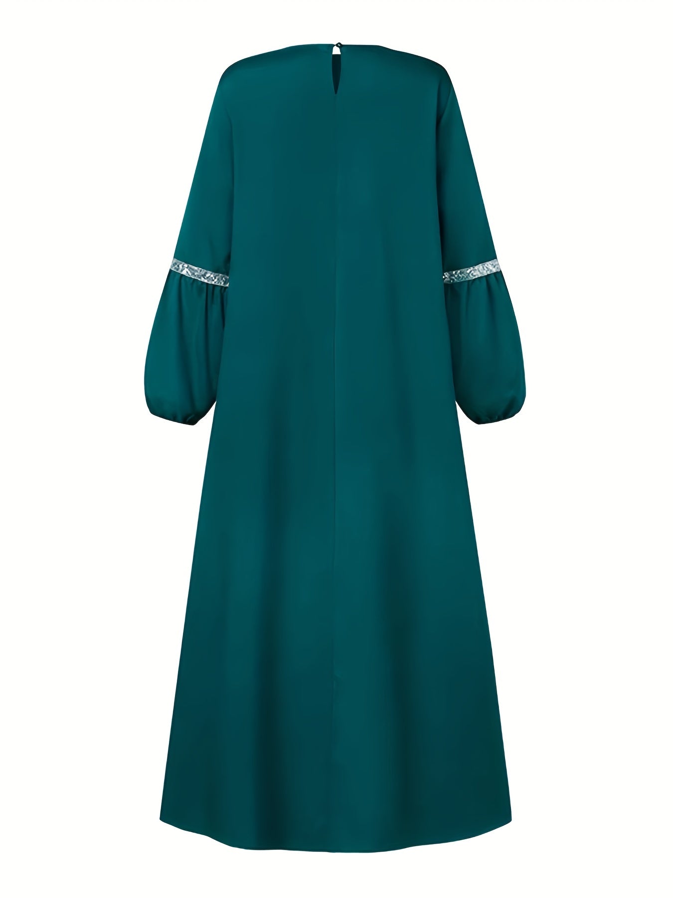 Middle Eastern Solid Color Long Sleeve Muslim Abaya Casual Sequined Dress