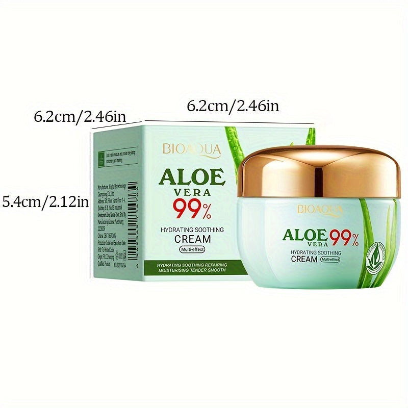 Aloe Vera Hydrating Face Cream - 50G, Moisturizing & Soothing For Soft, Radiant Skin, Enhances Elasticity, Reduces Dryness, Suitable For All Skin Types