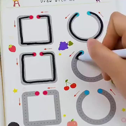 64-Page Magic Drawing Workbook for Kids Aged 3-8 - Enhance Hand-Eye Coordination & Writing Skills | Includes Erasable Pens and Refills, Essential Early Learning Tool for Back-to-School Season