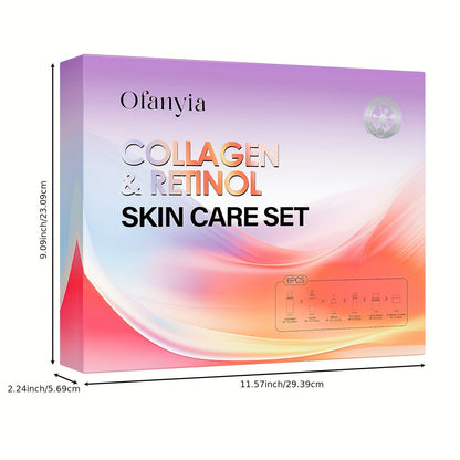 Women Wife Valentine'S Day Gift Ideas, Collagen Retinol Skin Care Set, 6pieces Skincare Gift Sets With Cleanser, Toner, Face Serum, Eye Cream, Face Cream And Lip Mask, Travel Size Skin Care Set