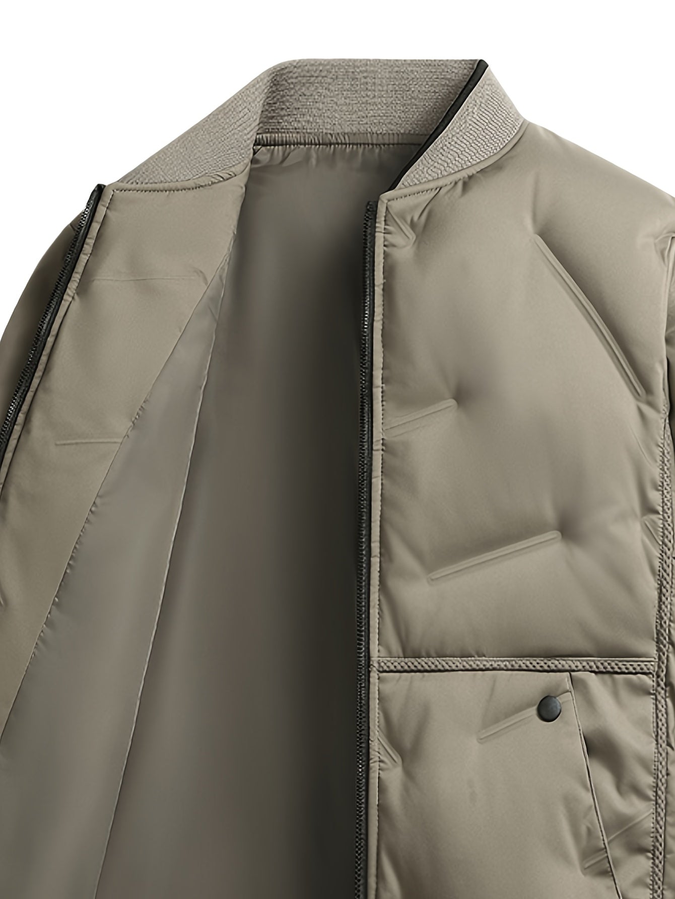 Men'S Heavyweight Thermal Jacket - Winter Coat with Full-Zip Closure, Beige/Neutral Tones - Non-Stretch Fabric for Cold Weather - Formal & Everyday Outerwear - Easy-Care Zipper Front Closure, Winter Jacket, Cold Weather Appar