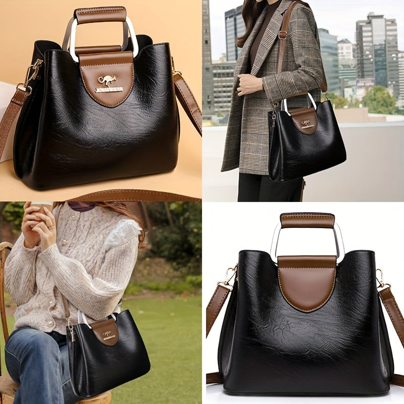 Perfect Lily Women'S Vintage Crossbody Bag - Adjustable Shoulder Strap, Synthetic Faux Leather, Zipper Closure, Light Brown with Golden-Tone Hardware, Elegant Design for Short Trips & Everyday Use, Small Crossbody Bag