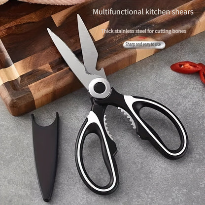 Heavy-Duty Kitchen Shears for Cutting Chicken, Duck, Fish & - 420 Stainless Steel Food-Safe Multipurpose Scissors with Sharp Blades & Ergonomic Handles for Cooking, Baking, Meal Prep, Sleek Blade Design, Highquality Kitchenwa