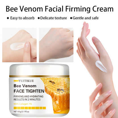 60g YUITIKUE Bee Venom Face Cream with Vitamin E, Hyaluronic Acid & Collagen - Hypoallergenic Moisturizing Formula for All Light Beige Types, 2-Minute Results, Natural Ingredients, Skincare, Bee Venom Cream, Skin Moisturizer,