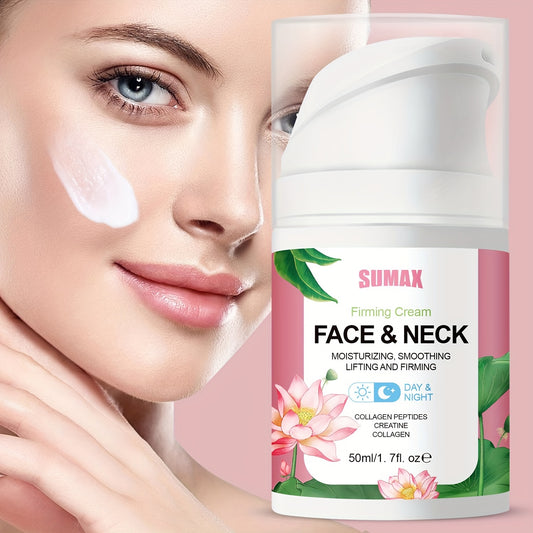 Sumax 1.69oz For Lotus Collagen Peptide Firming Face Cream - Contains Collagen, Retinol & Plant Squalane, Enhances Elasticity & Moisture For Smoother Skin, Alcohol-Free
