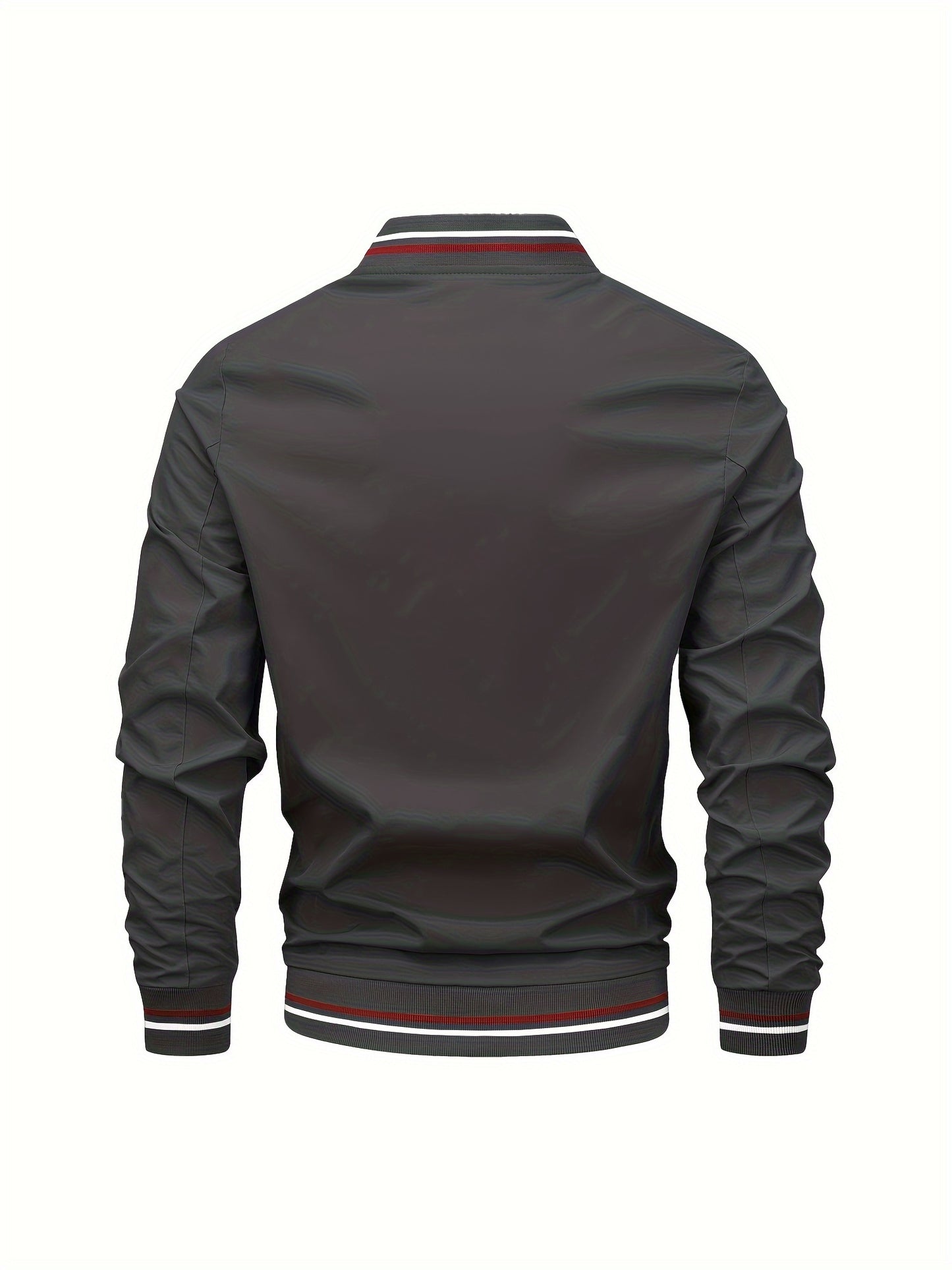1pc, Spring And Fall Men's Striped Sports Fashion Jacket, Baseball Collar Zip Up Casual Jacket For Mountaineering And Daily Outings