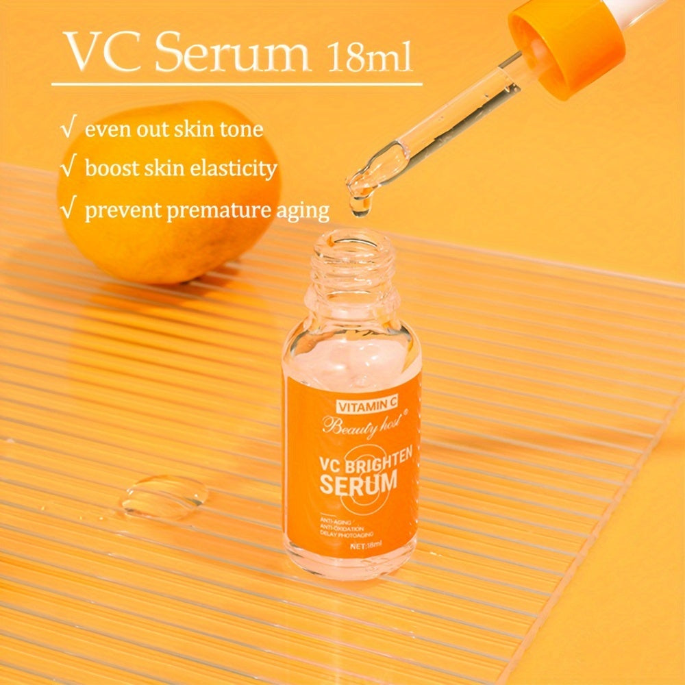 1 Set Hyaluronic Acid Vitamin C Skin Care Set, Travel Size Contains Face Wash/Toner/Serum/Cream, Enriched With Carnosine And Hydrolyzed Collagen, 4-Piece Face Care Gift Set For Women,, Even Out Skin Tone