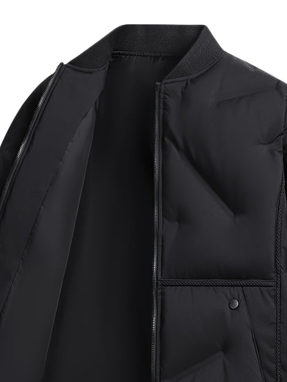 Men'S Heavyweight Thermal Jacket - Winter Coat with Full-Zip Closure, Beige/Neutral Tones - Non-Stretch Fabric for Cold Weather - Formal & Everyday Outerwear - Easy-Care Zipper Front Closure, Winter Jacket, Cold Weather Appar