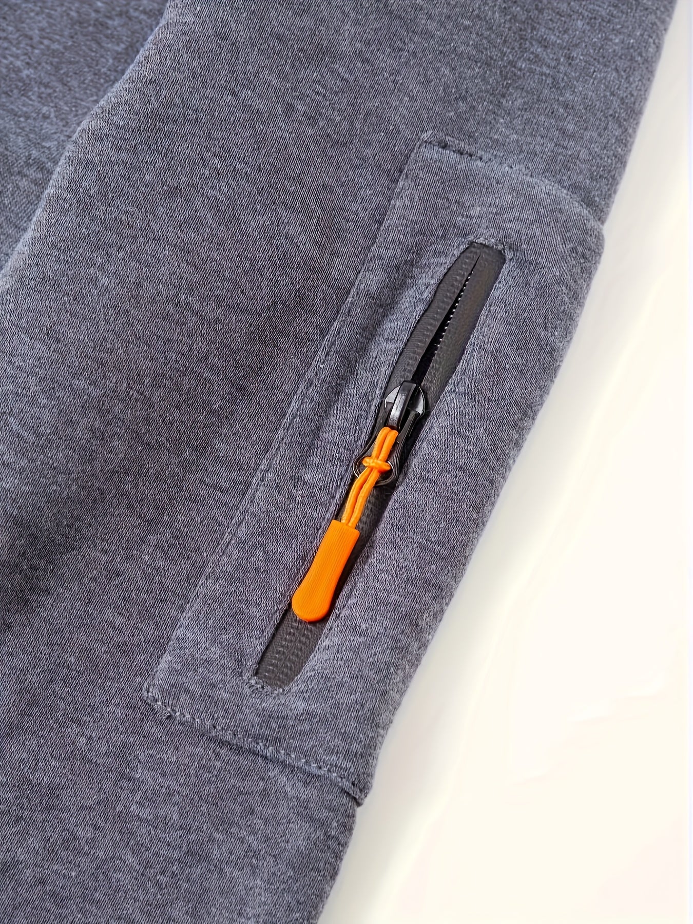 Men's Sporty Zip-Up Hoodie Jacket - Vibrant Orange with Black Zipper Accents, Polyester-Lined Comfort, Machine Washable Regular Fit for Autumn Winter Casual Outdoor Wear, Autumn Apparel