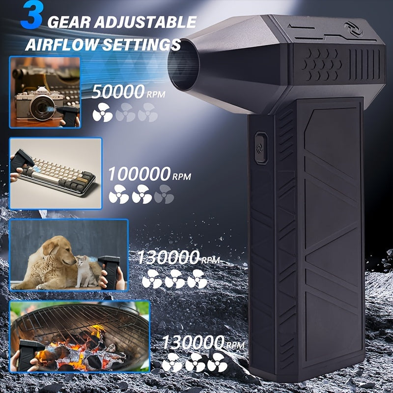 Electric Air Dust Collector - 130000RPM Violent Small Turbine Fan, Compressed Air Dust Collector, 13-speed Adjustable Spray Drying Blower, Reusable, Suitable For Computer Keyboards, Outdoor, Automobile, Home, Capable Of Dust