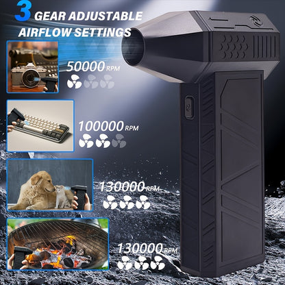 Electric Air Dust Collector - 130000RPM Violent Small Turbine Fan, Compressed Air Dust Collector, 13-speed Adjustable Spray Drying Blower, Reusable, Suitable For Computer Keyboards, Outdoor, Automobile, Home, Capable Of Dust