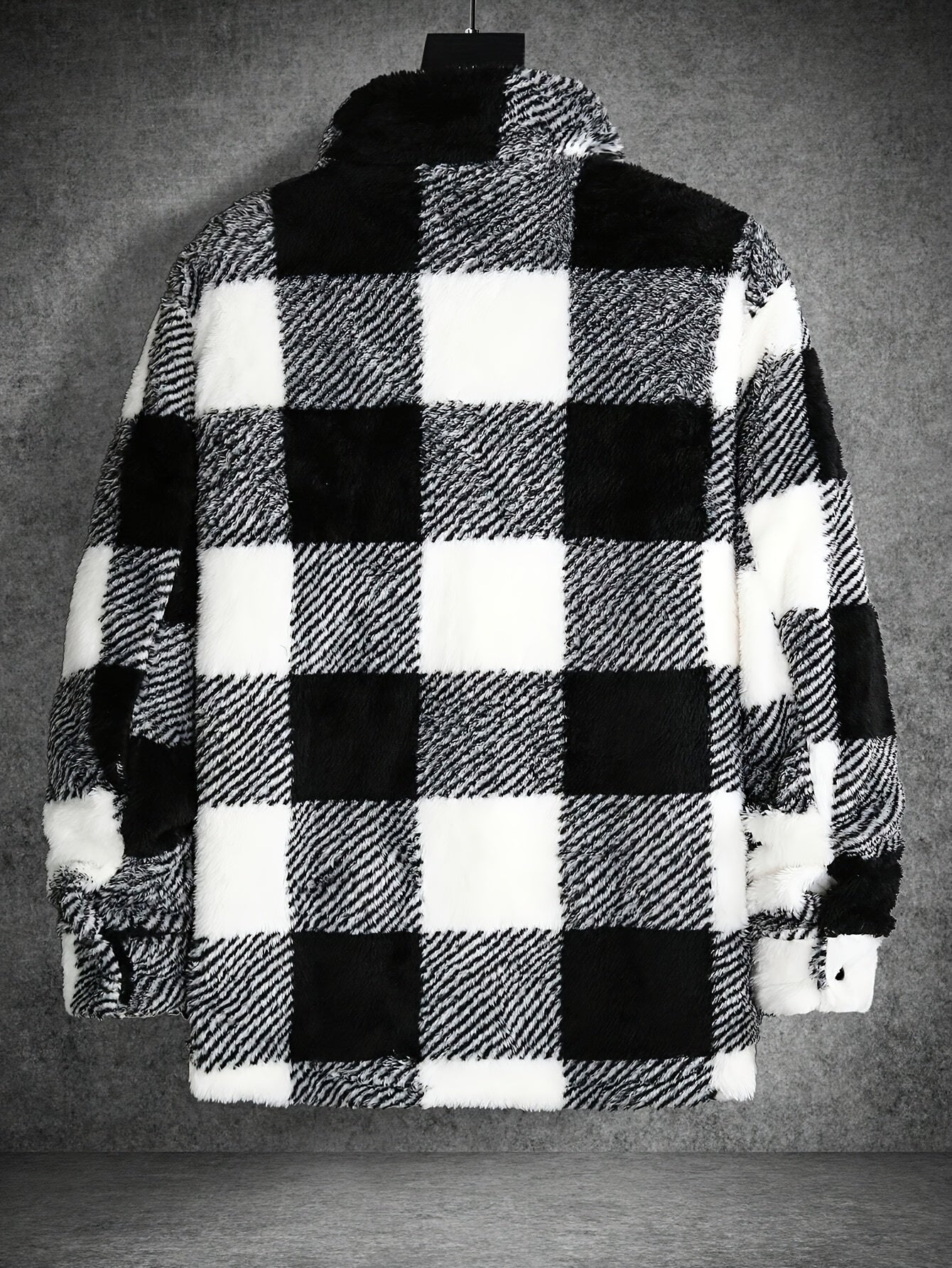 Men's Cozy Plaid Fleece Jacket - Casual Button-Up with Lapel Collar, Long Sleeves for Winter Warmth