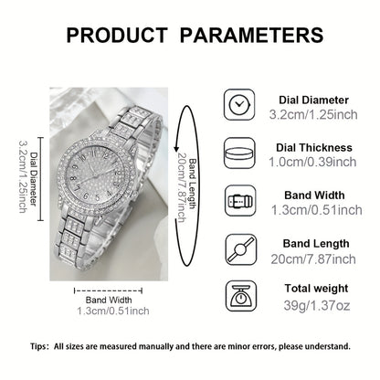 1 Round Elegant Business Casual Quartz Watch and 6 Jewelry Pieces - Perfect for Casual Attire and Gift Occasions, Birthday Gifts and Holiday Parties, Ideal for Women, Ladies, Family, Friends, Spouse, Mother