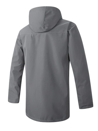 Men'S Casual Hooded Jacket with Adjustable Drawstring Hood - Solid Color Zipper Front, Regular Fit & Functional Pockets, Polyester Lining for Spring/Fall Daily Wear, Spring Outerwear, Sleek Design, Durable Fabric, Lightweight