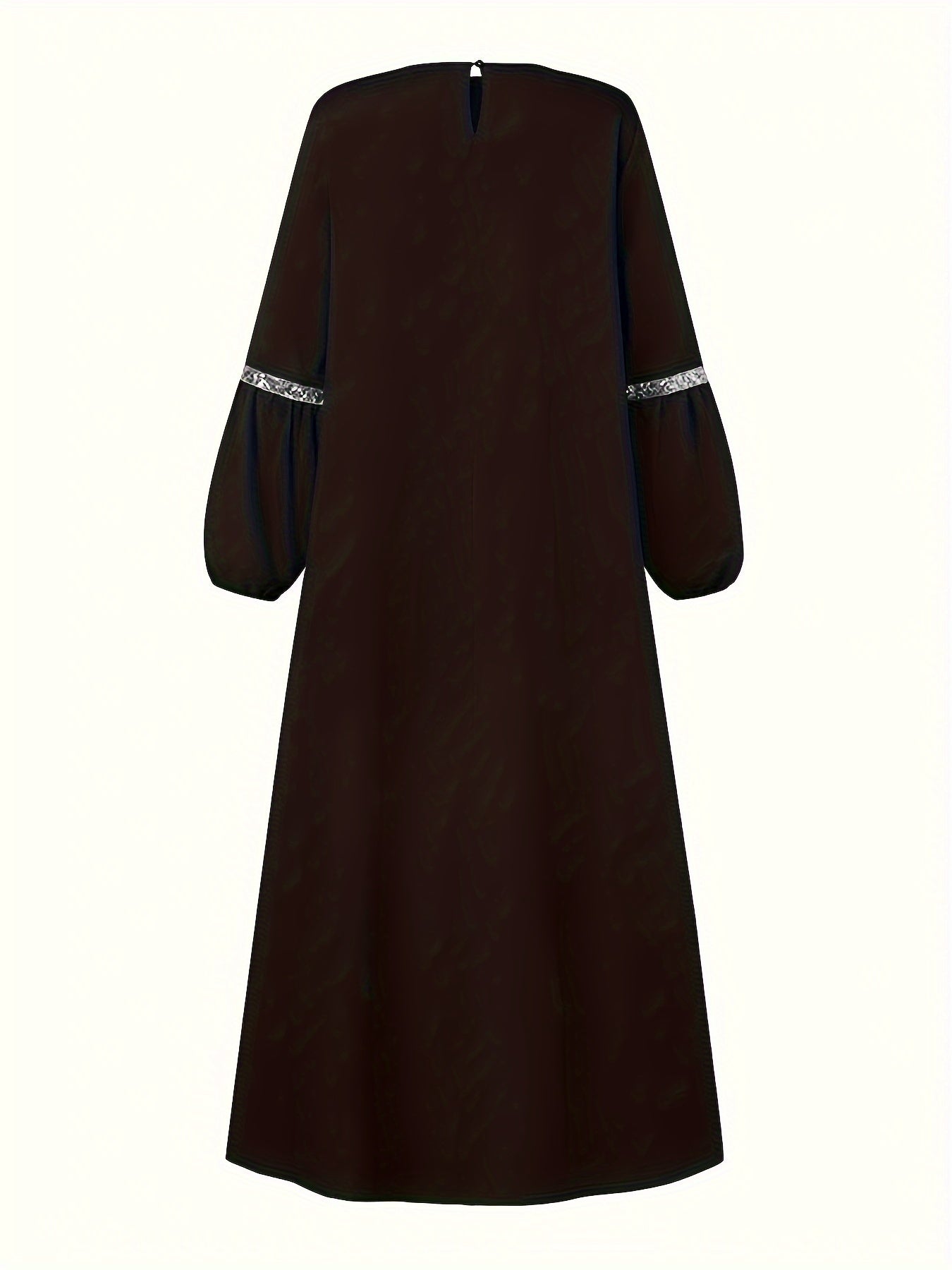 Middle Eastern Solid Color Long Sleeve Muslim Abaya Casual Sequined Dress