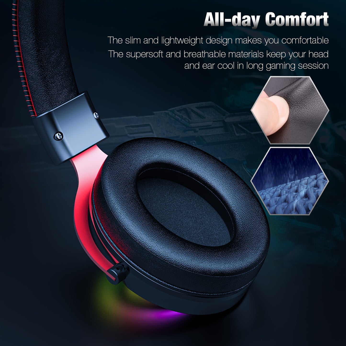 ONIKUMA Gaming Headset with Detachable Little Demon Horns, RGB Lighting, HD Microphone for PC Gaming - Volume Control, 3.5mm Jack