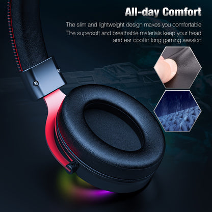 ONIKUMA Gaming Headset with Detachable Little Demon Horns, RGB Lighting, HD Microphone for PC Gaming - Volume Control, 3.5mm Jack