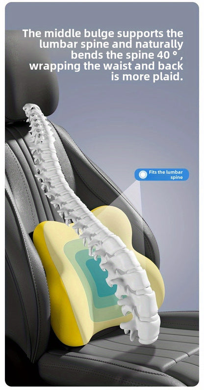 [Premium Car Support] Premium NIRA+ Car Headrest and Lumbar Support Set | Ergonomic Neck and Waist Protector, Synthetic Fiber Memory Foam Cushion Kit for Automobile Seat - Universal Fit