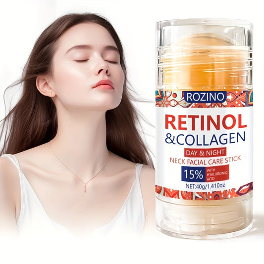 Rozino Retinol & Collagen Neck And Face Cream Stick, 40G - Deep Hydration For Soft, Firm Skin | Long-Lasting Moisture | Hypoallergenic With Glycerin | For All Skin Types
