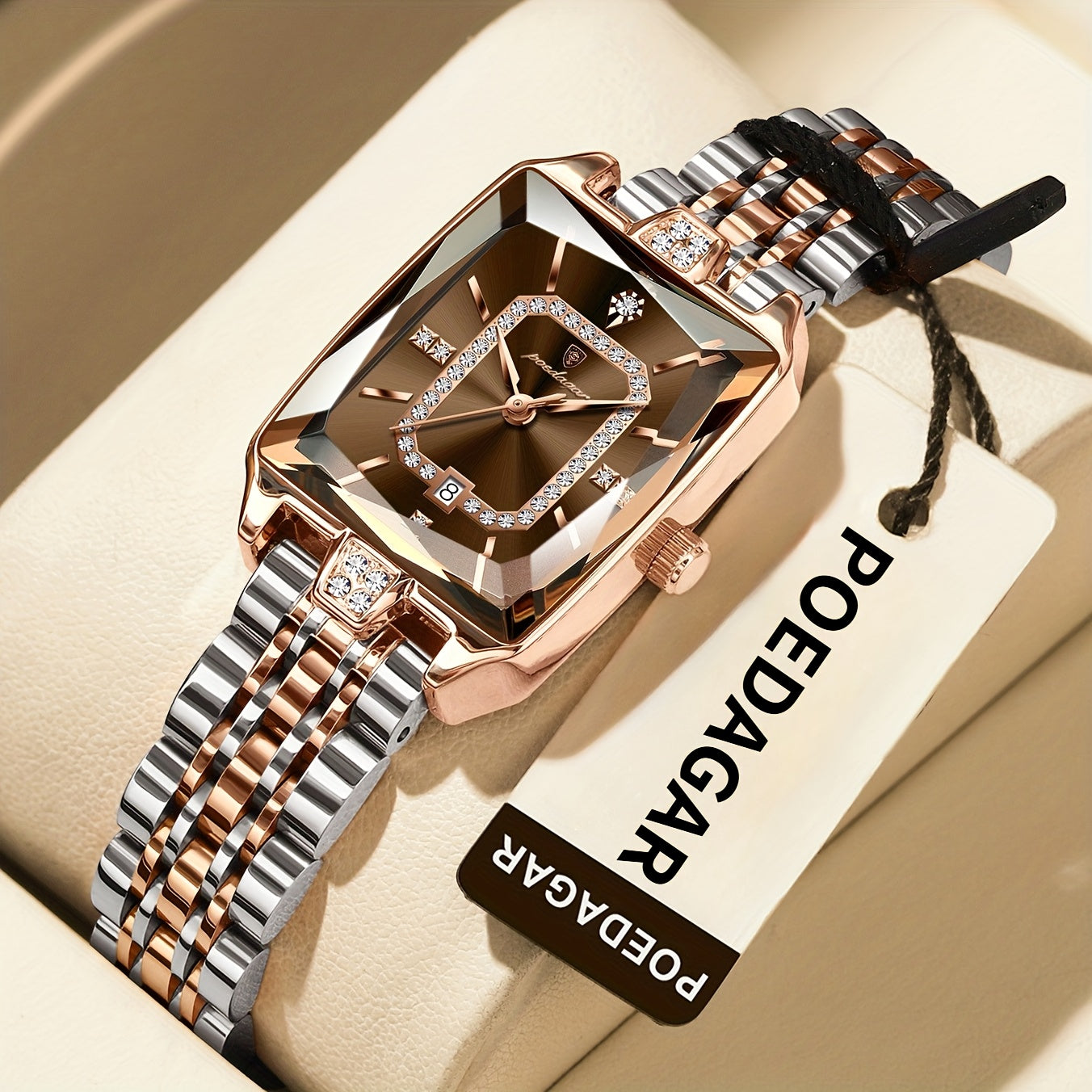 POEDAGAR Minimalist Luxury Women'S Watch - Elegant Stainless Steel Quartz Movement, 30m Waterproof, Date Display, Rectangular Dial for Daily Use & Gift Giving, Casual Chic Style, Quartz Watch, Sophisticated Timepiece