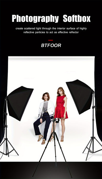 Create Professional-Quality Photos & Live Streams With BTFOOR US Plug Adapters Softbox Lighting Kit & Tripod