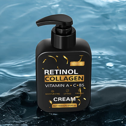 ROZINO Retinol Collagen Face Cream 5.07oz - Vitamin A, C, B5 Enriched, Hydrating & Firming Moisturizer for All Skin Types, Hypoallergenic, Reduces Fine Lines & Wrinkles, Reveals Youthful Radiance