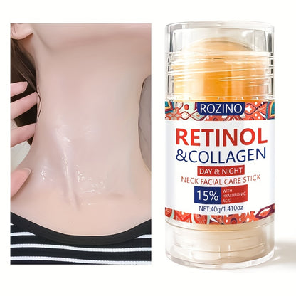 Rozino Retinol & Collagen Neck And Face Cream Stick, 40G - Deep Hydration For Soft, Firm Skin | Long-Lasting Moisture | Hypoallergenic With Glycerin | For All Skin Types