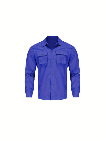 Men'S Stylish Casual Button-Up Shirt - Vibrant Blue, Long Sleeve, Casual Attire, Casual Wear | Vibrant Shirt | Casual Style Shirt
