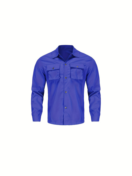 Men'S Stylish Casual Button-Up Shirt - Vibrant Blue, Long Sleeve, Casual Attire, Casual Wear | Vibrant Shirt | Casual Style Shirt