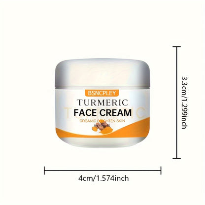 30g/1.06oz, Turmeric Face Cream With Vitamin C - Skin Brightening Moisturizer, For All Skin Types, With Turmeric And Glycerin Extracts For Smooth, Radiant Complexion With Plant Squalane