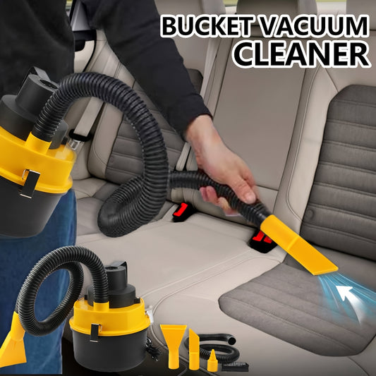 Large Capacity Vehicle Mounted Cylinder Style Double Use Bucket Vacuum Cleaner, Portable Multi Function Tool for Automobile Interior Cleaning