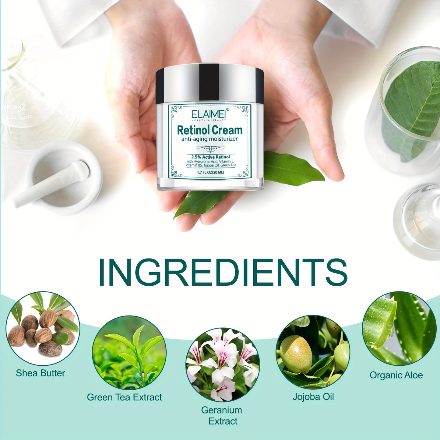ELAIMEI 2pcs 100ml/3.4Oz Retinol Cream, Retinol Collagen Face Cream, Retinol Moisturizing Cream, Deep Hydration, Skin Firming, Suitable For All Skin