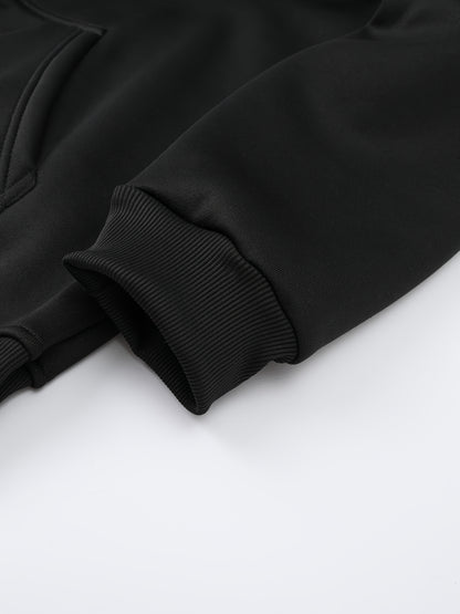 A Men's casual sports warm fleece hooded jacket with zipper opening and pocket, suitable for outdoor and training activities, autumn and winter clothing | casual style hooded sweatshirt | zipper hooded sweatshirt, Fleece Jack