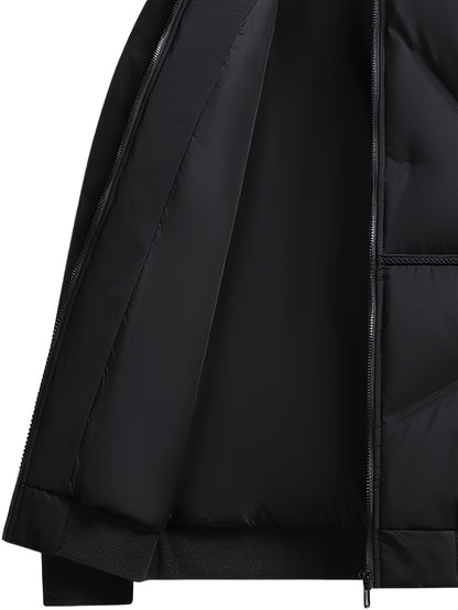 Men'S Heavyweight Thermal Jacket - Winter Coat with Full-Zip Closure, Beige/Neutral Tones - Non-Stretch Fabric for Cold Weather - Formal & Everyday Outerwear - Easy-Care Zipper Front Closure, Winter Jacket, Cold Weather Appar