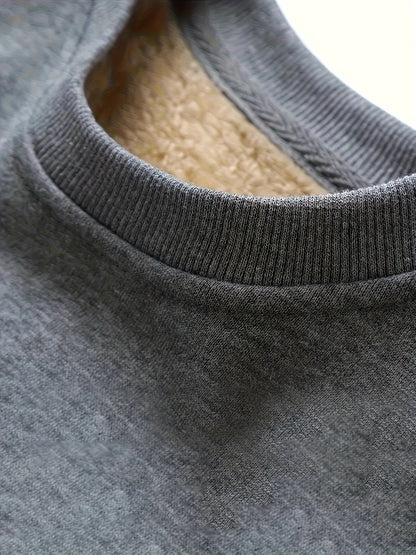 Men's Thermal Insulated Sweatshirt - Heavyweight Layering Base Layer for Winter, Indoor/Outdoor Cold Weather Clothing - Machine Washable Round Neck Pullover, Winter Sweaters, Indoor Warmth, Simple Design, Comfortable Fit, Pul
