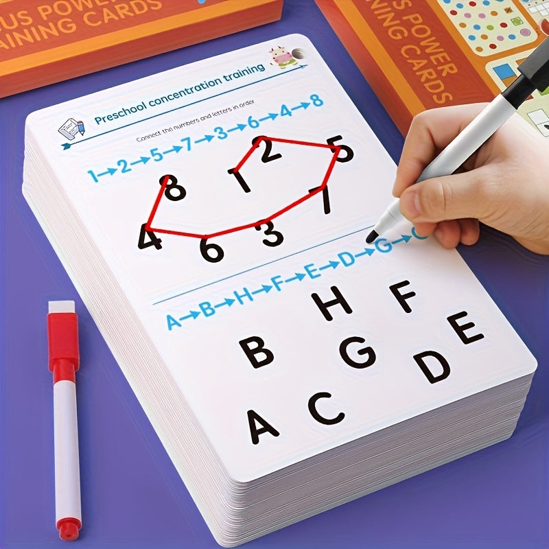64-Page Magic Drawing Workbook for Kids Aged 3-8 - Enhance Hand-Eye Coordination & Writing Skills | Includes Erasable Pens and Refills, Essential Early Learning Tool for Back-to-School Season