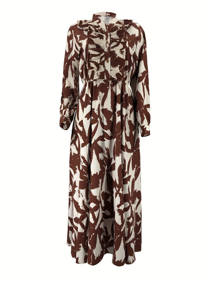 Women's Middle Eastern Muslim Print Long Dress - Elegant, Comfortable, Stylish for Modest Fashion