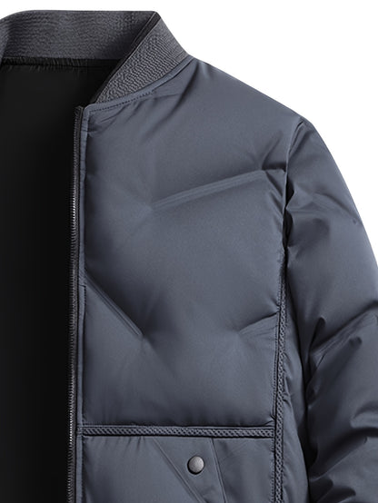 Men'S Heavyweight Thermal Jacket - Winter Coat with Full-Zip Closure, Beige/Neutral Tones - Non-Stretch Fabric for Cold Weather - Formal & Everyday Outerwear - Easy-Care Zipper Front Closure, Winter Jacket, Cold Weather Appar