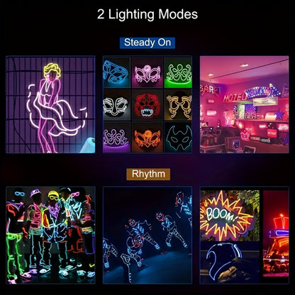 Flexible 200cm/79inch LED Strip Automobile Atmosphere Lamp - Car Interior Lighting Decoration Garland Wire Rope Tube Line Neon Light USB Drive
